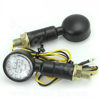 Clignotants adaptable à LEDs noirs - Référence OPM Balboa (la paire)