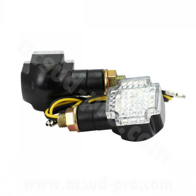 Clignotants adaptable homologués x2 séquentiels à LEDs noir