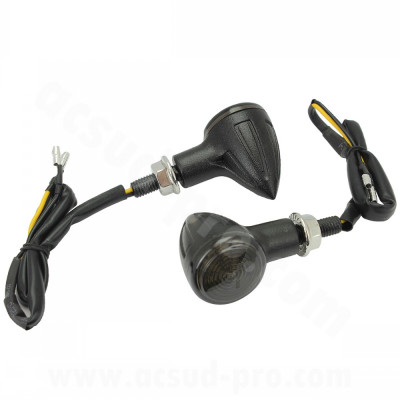 Clignotants adaptable LED noir smoked (la paire)