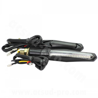 Clignotants homologués adaptable avec indicateur progressif à LEDs et feu de freinage (la paire)