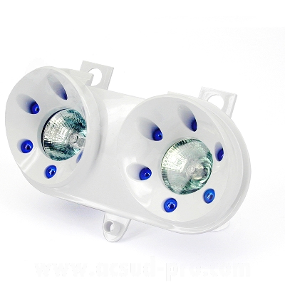 Double optique TNT halogène blanc/bleu pour scooter Yamaha Rocket