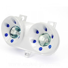Double optique TNT halogène blanc/bleu pour scooter Yamaha Rocket