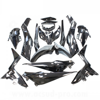 Kit carrosserie TNT noir brillant 15 pièces Yamaha Xmax 125cc 2018-2022 / 300cc 2017-2022 / 400cc 2018-2020