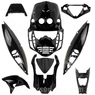 Kit carrosserie TNT noir brillant 9 pièces Malaguti F12 LC 2002-2006