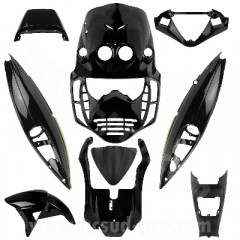 Kit carrosserie TNT noir brillant 9 pièces Malaguti F12 LC 2002-2006