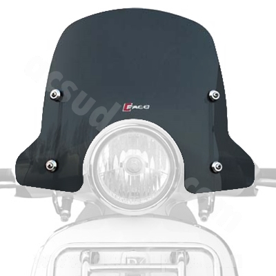 Pare brise sport fumé Faco avec kit montage chrome pour scooter Vespa Primavera 2014