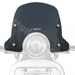 Pare brise sport fumé Faco avec kit montage chrome pour scooter Vespa Primavera 2014
