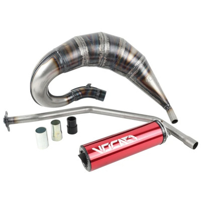 Pot d'échappement Voca Racing silencieux alu rouge passage haut pour 50 à boîte Rieju 50 MRX, RR-MH 50 Furia