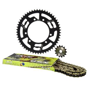 Kit chaîne Doppler alu 420 D105 noir 14x53 pour Derbi/Senda 00->/Gilera SMT/RCR/RX/SX