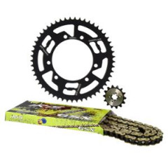 Kit chaîne Doppler alu 420 D105 noir 14x53 pour Derbi/Senda 00->/Gilera SMT/RCR/RX/SX