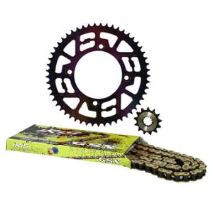 Kit chaîne Doppler alu 420 13x53 dents D100 4 fix alu neochrome pour mécaboite Beta Factory après 2005 / RR SM après 2005