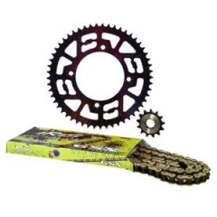 Kit chaîne Doppler alu 420 13x53 dents D100 4 fix alu neochrome pour mécaboite Beta Factory après 2005 / RR SM après 2005