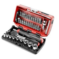 Coffret cliquet Facom 1/4'' avec manche rotatif - douilles - embout 6 pans