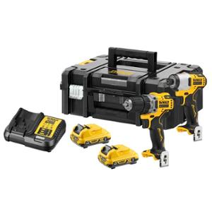 Kit 2 outils Dewalt XR 12V 3Ah Li-Ion (Perceuse visseuse + Visseuse à chocs)