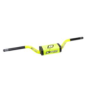 Guidon oversize Doppler 28.6 alu noir mat / jaune fluo (L775 H 80) + mousse pour mécaboite