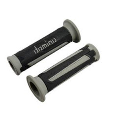 Revêtement poignee Domino A350 Turismo noir/gris debouche pour embout guidon