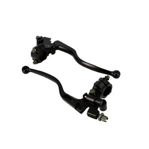 Levier de frein adaptable alu noir long (PR) - avec contacteur de stop + trou pour rétro