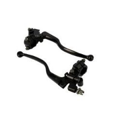 Levier de frein adaptable alu noir long (PR) - avec contacteur de stop + trou pour rétro