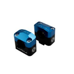 Rehausse guidon KRM en alu pour guidon 28.6mm - Noir/Bleu (x2)