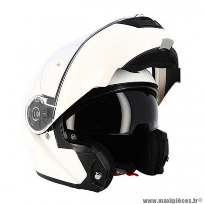 Casque modulable Trendy T-706 double écran blanc vernis taille 63-64 2XL