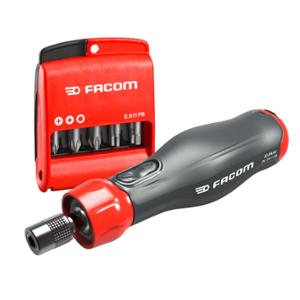 Tournevis assisté électrique 4V Facom avec 10 embouts PH/PZ/6 pans
