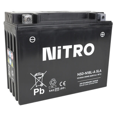 Batterie 12V Nitro 20Ah N50-N18L-A sans entretien prête à l'emploi