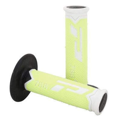 Revêtements poignées ProGrip triple densité fluo design blanc-jaune fluo-noir 115mm (CROSS-MX)