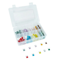 Fusible plat enfichable miniature adaptable assortiment 2 - 3 - 4 - 5 - 7,5 - 10 - 15 - 20 - 25 - 30A (coffret de 200 pièces)