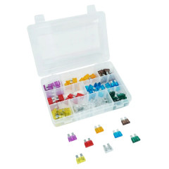 Fusible plat enfichable standard adaptable 3 à 30A (assortiment) coffret de 100 pièces