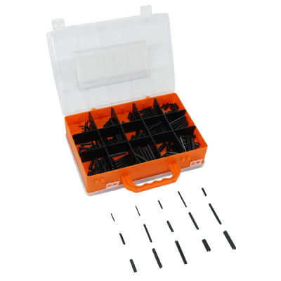 Goupilles Mecanindus adaptable Assortiment 16 tailles (diamètre de 2x20mm à 8x40mm) (boite de 600 pièces)