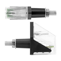 Clignotants universels Replay 3 LEDs oranges base ABS transparent noir mat (paire)