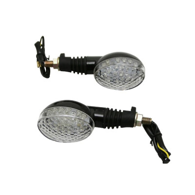 Clignotants adaptable 18 LEDs base ABS transparent-noir homologués ECE