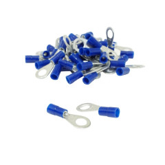 Cosse électrique adaptable pré-isolée oeillet diamètre 6mm bleu pour section fil 0.5 à 2.5mm² (vendu au sachet de 50 pièces)