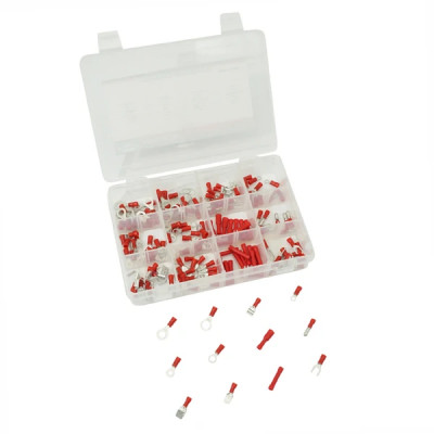 Cosse électrique adaptable rouge pré-isolée pour section fil 0,5 à 1,5 mm² (coffret de 165 pièces)