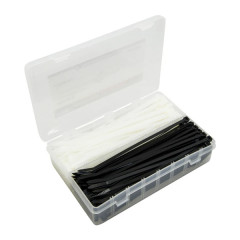 Collier de serrage adaptable 4,8x200mm noir et transparent (boîte de 200)