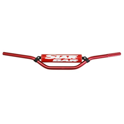 Guidon moto adaptable alu 2014 T6 diamètre 22,2mm L800mm H86mm rouge avec barre de renfort
