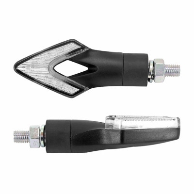 Clignotant adaptable 7 LEDS avants + 2 LEDS arrières base ABS transparent-noir mat (homologué CE)