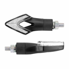 Clignotant adaptable 7 LEDS avants + 2 LEDS arrières base ABS transparent-noir mat (homologué CE)