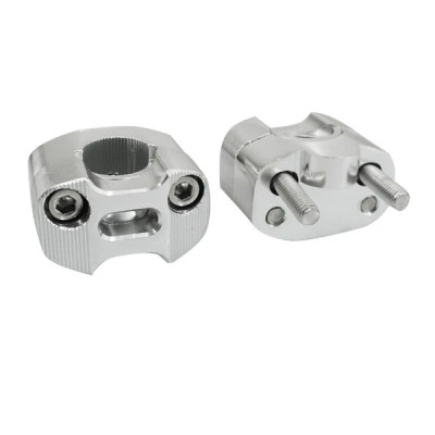 Pontet de guidon Replay Alu oversize 28,6mm + 22,2mm entraxe 38mm argent (vis inox M7) (x2)