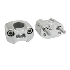 Pontet de guidon Replay Alu oversize 28,6mm + 22,2mm entraxe 38mm argent (vis inox M7) (x2)