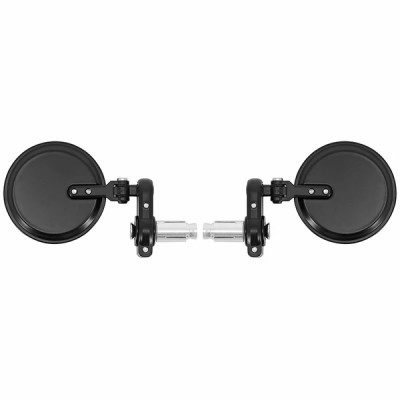 Rétroviseur adaptable alu CNC noir rond 80 mm (PAIRE)
