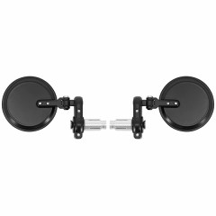 Rétroviseur adaptable alu CNC noir rond 80 mm (PAIRE)