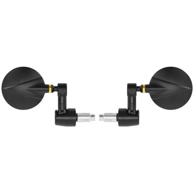 Rétroviseur moto adaptable alu CNC noir diamètre 76mm embout de guidon réversible (x2)