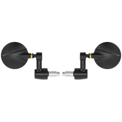 Rétroviseur moto adaptable alu CNC noir diamètre 76mm embout de guidon réversible (x2)