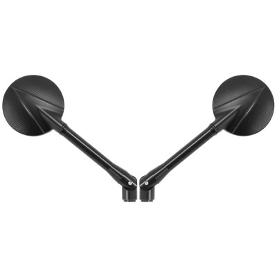 Rétroviseur moto adaptable rond alu CNC noir 76 mm fixation M8 + M10 (x2)