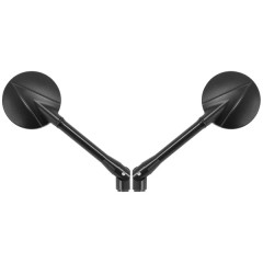 Rétroviseur moto adaptable rond alu CNC noir 76 mm fixation M8 + M10 (x2)