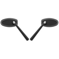 Rétroviseur moto adaptable ovale alu CNC noir 99x55mm fixation M8 + M10 (x2)