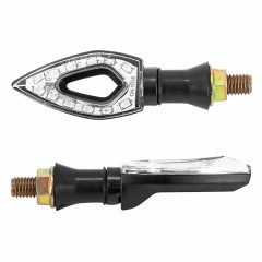 Clignotants séquentiels moto adaptable 12 LEDs base ABS transparent-noir homologués CE