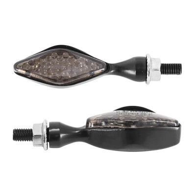 Clignotants moto adaptable 12 LEDs orange base alu fume-noir homologués CE