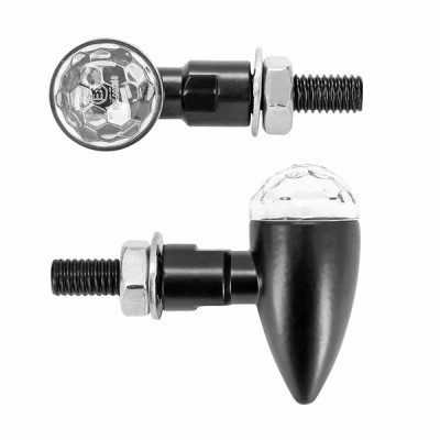 Clignotants adaptable 4 LEDs SMD orange base alu transparent-noir homologués CE